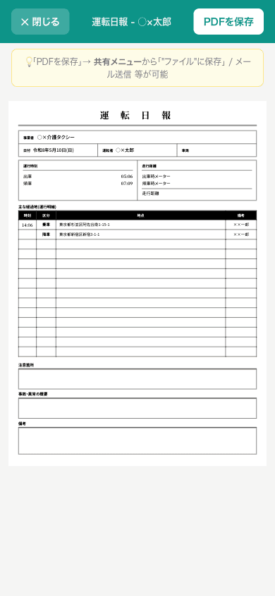 運転日報 PDF